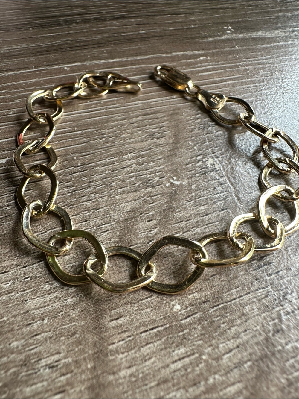 Designer 925 Sterling Silver Gold Vermeil Oval Chain Link Bracelet Stamped 8”